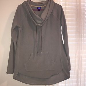 Gray fleece cowl neck sweatshirt